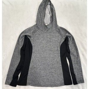 Columbia Hoodie Womens Medium Gray Pullover Hooded Run Sweatshirt Thumb Holes